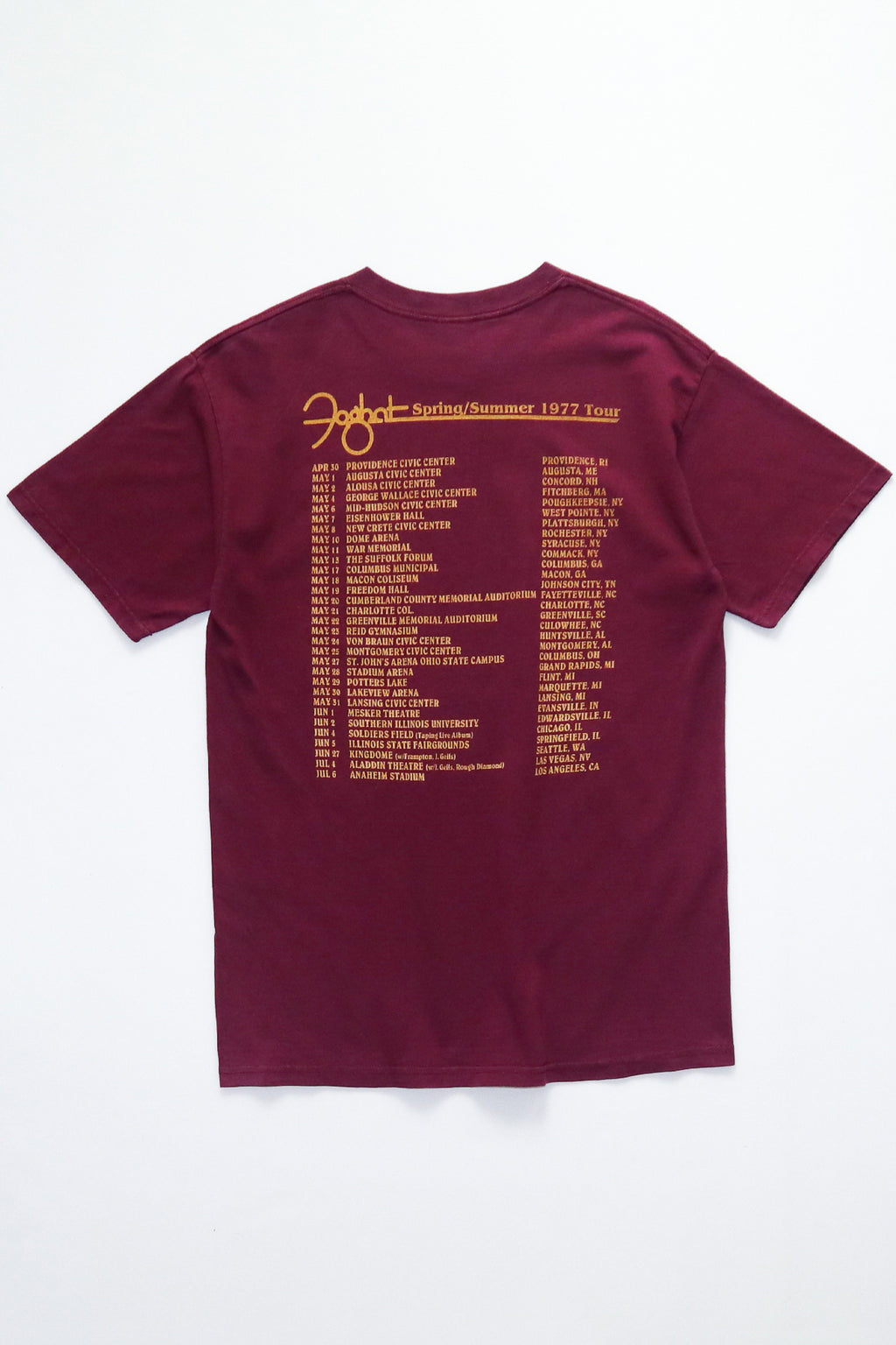 FOGHAT / SPRING SUMMER 1977 TOUR TEE SHIRTS（90s）